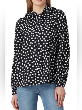 kate spade Black and White Polka Dot Tie-Front Blouse